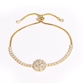 Vue détaillée du bracelet fleur de soleil ajustable plaqué or avec pierres en zircon - Style Fleur de Soleil (Or 7)