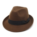 Brown wool felt Fedora hat featuring a black grosgrain ribbon and a side bow detail - M (56-58cm) / Dark Coffee
