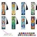 8-piece DIY diamond painting bookmark set featuring sword and butterfly motifs with tassels - Mysterious Totem