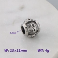 Silver skull spacer bead 13x11mm with 5.2mm hole for DIY hip-hop jewelry making - Large Hole Skull Style (KLJ9077-KJX)