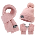 Rosa Winterset für Kinder mit Strickmütze, Schal und Touchscreen-Handschuhen für Mädchen - Rosa