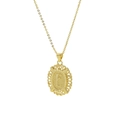 Gold 18k plated brass oval necklace with letter E pendant and floral lace edge - Necklace E