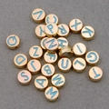 Golden round beads with blue enamel alphabet charms for DIY jewelry making - Alphabet Set (DY147) / Set of 26 / Style 7 Lake Blue