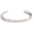 Bracciale rigido aperto in acciaio inossidabile argento con motivi di stelle e occhi - Stile a Motivo Geometrico 1 - Tono Argento
