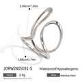 Silver stainless steel ring with irregular hollow streamline design and size markings - Streamlined Irregular Hollow Style (JDRW2405031-S)