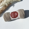 Pleated wrinkle cotton viscose scarf in oatmeal light brown with floral hand made label - Style #109