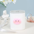 Nordic white desk organizer with cute pink pig design and grey dual compartments - Pig