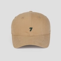 Minimalistische khakifarbene Baumwoll-Basecap mit grüner 7-Stickerei und Sonnenschutz - M (56-58cm) / Khaki