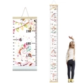 Unicorn and floral kids height growth chart on canvas with wooden frame up to 190cm - Unicorn