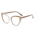 Cat eye blue light glasses with transparent frame and brown inner trim for women - Transparent Light Brown