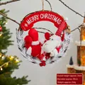 Christmas wreath with reindeer plush, white feathers and Merry Christmas banner decor - Lying Reindeer Style