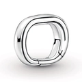 Silver oval link connector for DIY bracelets with a polished metallic finish - LJQ32-Silver Openable Oval Link