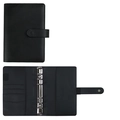 Black A6 PU leather binder notebook with 6 rings and multiple card slots - Snap Style Black (Cover Only)