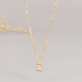 Collana elegante in acciaio inossidabile placcato oro 18k con cristallo rettangolare - Oro 18K - Trasparente