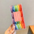 Mini elastici per capelli multicolore ad alta elasticità in una scatola trasparente - Confezione in scatola / 8# Serie Colori Scuri (32 Pezzi/Scatola)