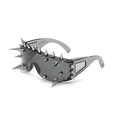 Occhiali da sole stile cyberpunk con borchie metalliche argentate e lenti grigie su bianco - Montatura Grigio Trasparente (25 Borchie)