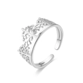 Minimalist silver tree branch pattern open adjustable stainless steel ring for women - Tree of Life Style (切割戒-2)