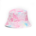 Summer tie-dye bucket hat featuring pink, light blue and yellow vibrant color patterns - Pink Blue and Yellow Tie-dye (#11)