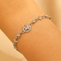 Silver crystal bracelet with crescent moon, butterfly, and tiny star charms for women - Silver Moon Butterfly Stars Style (8382)