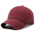 Casquette de baseball rétro en coton délavé bordeaux avec texture vintage et style vieilli - Réglable / Bordeaux
