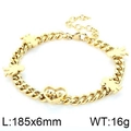 Bracelet en acier titane doré avec breloques enfants et pendentif cœur ajouré - Style Chaîne Gourmette Love Coeur Enfants (KB118523-KHY)