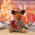Christmas reindeer gift bag in green burlap with transparent window and Merry Christmas embroidery - 3D Reindeer Style