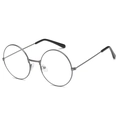 Classic round metal glasses frame in gunmetal grey with clear lenses for a retro look - Gunmetal Frame Clear Lens
