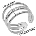 Detailed size specifications for triple-layered adjustable silver stainless steel ring - Silver