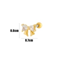 Golden bow stud earring with heart zircons and 0.6cm by 0.7cm dimensions - Double Zircon Bow Style (5#) / Gold Yellow