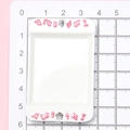 Miniature white rectangular dollhouse tray with pink dot patterns on a measuring mat - Square Plate / White