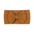 Soft nylon baby headband in brown color with a large decorative bow detail - Cocoa