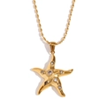 Collar con colgante de estrella de mar en acero inoxidable chapado en oro de 18K y circón - Dorado