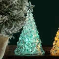Mini glowing crystal Christmas tree with green LED light and star topper for desk decor - Transparent Colorful Light