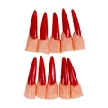 Halloween Hexenfinger Set mit langen roten Nägeln und Hautton-Basis, 10-teilig - 8*2cm / Rote lange Nägel (10 Stück)
