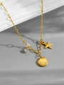 Detalle de colgantes de estrella de mar y concha en acero chapado en oro 18k con circón - X1047 Collar De Conchas Y Estrellas De Mar Dorado