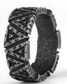 Vintage oxidized silver ring with geometric triangle texture and industrial style finish - US 7 / Style 5 (Vintage Geometric Triangle)