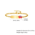 Detail of gold kids elephant bracelet with 3cm engravable plate and 12+5cm link chain - Red Small Elephant / Gold