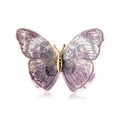 Exquisite gold metal butterfly brooch with purple embroidered wings on white background - Purple Embroidered Butterfly