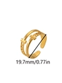 Retro 18k gold plated open ring with double-layered chain texture and letter T detail - T-Shape Chain Texture
