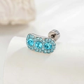 Silver cartilage stud earring with blue round micro-paved cubic zirconia crystals - 0.8*6mm Rod / Light Sea Blue (Single Piece)