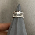 Vintage 925 sterling silver wavy band ring with engraved emotional text on polished finish - JZ0464 (Wave Engraved)