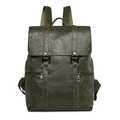 Mochila vintage verde militar con correas de hebilla doble y bolsillos con cremallera - Verde