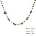 Elegante collar de acero inoxidable de 18K y 45cm con cuentas de cristal gris facetado - Collar / Bronce