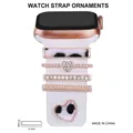 Rose gold leopard print and diamond charms set for 21mm silicone watch bands - Leopard Heart Style (5572578809389) / Black Sponge Packaging / No.32 Champagne