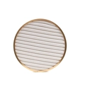Detailansicht der runden goldenen Schmuckschale mit cremefarbenen Samtschlitzen für Ringe - Ringschlitz-Tablett - Beige / Durchmesser 29cm