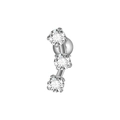 Polished silver stainless steel curved barbell featuring three sparkling clear zircons - Steel Color 3 Zirconia / 0.8x6x4mm