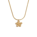 Elegante collar de cadena de serpiente bañado en oro de 18K con colgante floral - Collar Con Colgante de Flor de Cadena de Serpiente Fina - Dorado
