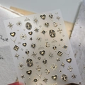 Vintage Gothic nail stickers with gold embossed hearts, stars, and crosses, style M1214 - M-1214-Gold Bronzing