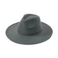 Classic mid-grey wide brim wool felt jazz fedora hat with a pinched crown for men and women - One Size / Dark Gray