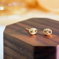 S925 sterling silver pig nose stud earrings in gold finish with sparkling cubic zirconia - Gold